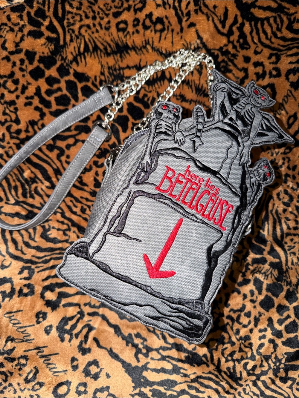 Beetlejuice grave stone crossbody bag used once by La femme en noir
